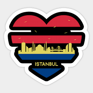 Turkey Skyline cityscape Heart Shape Birds Flying Istanbul Sticker